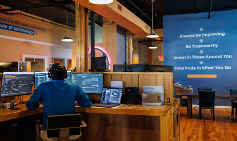 The IT Company Emory Place office with core values on the wall